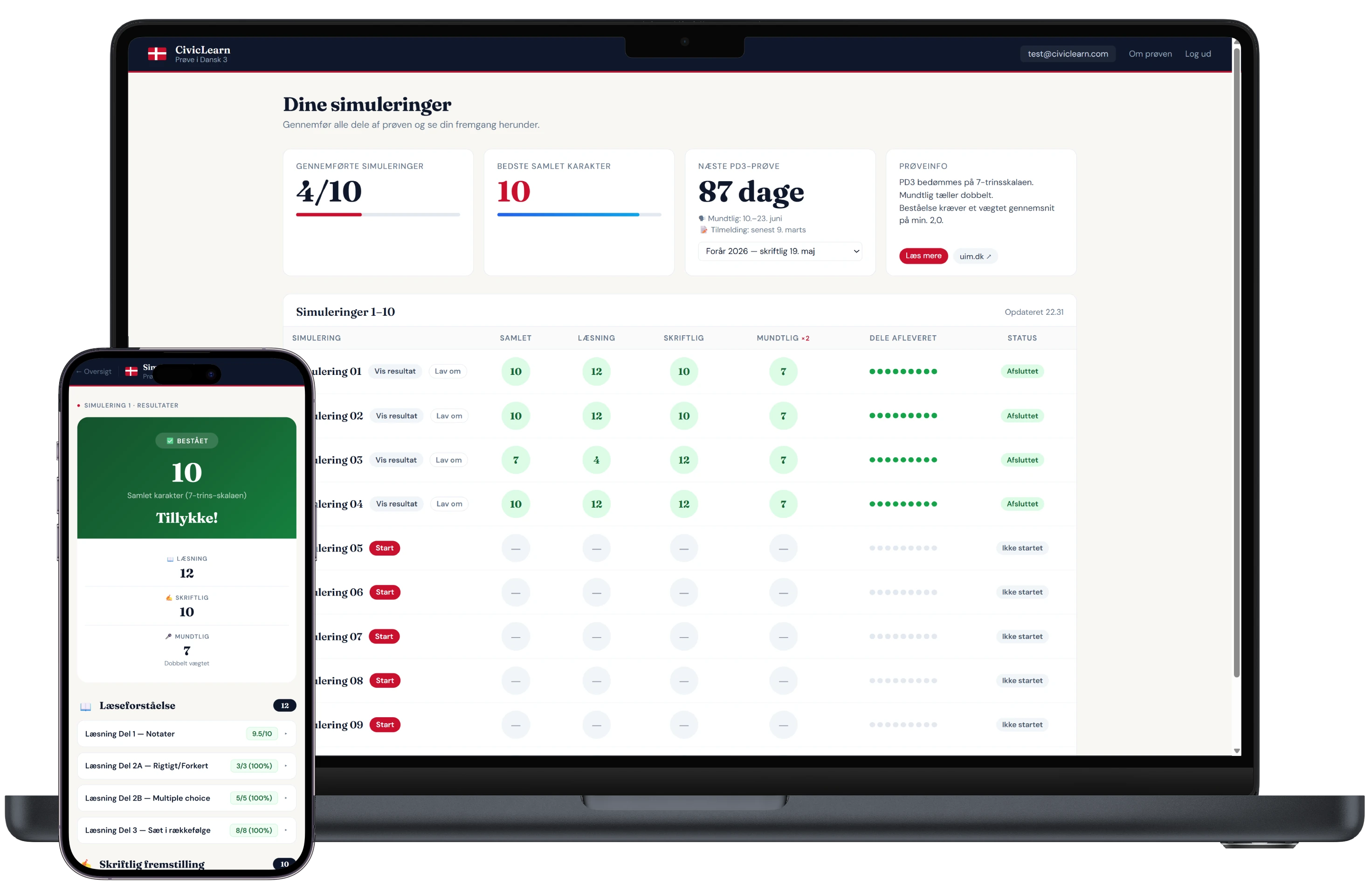 Dansk3-platformen vist på computer, tablet og mobil